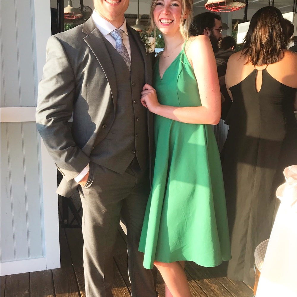 Green criss cross back dress with POCKETS